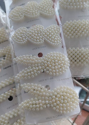 İnci Boncuklu Beyaz Kadın Saç Tokaları - Görsel 2