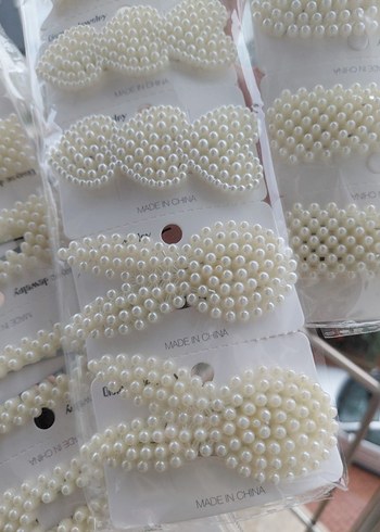 İnci Boncuklu Beyaz Kadın Saç Tokaları - Görsel 3