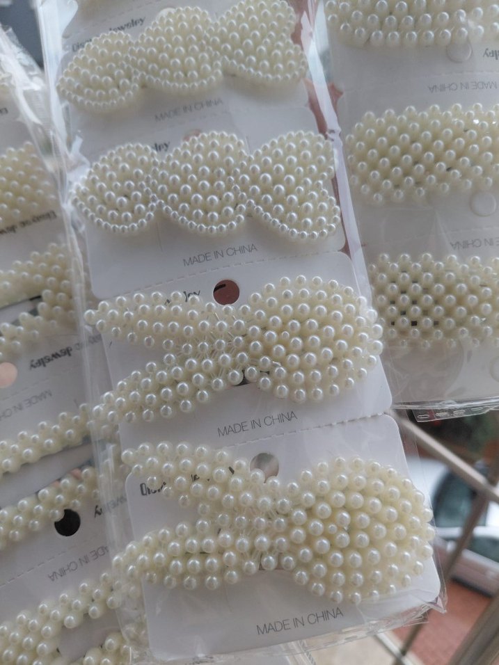 İnci Boncuklu Beyaz Kadın Saç Tokaları - Görsel 2