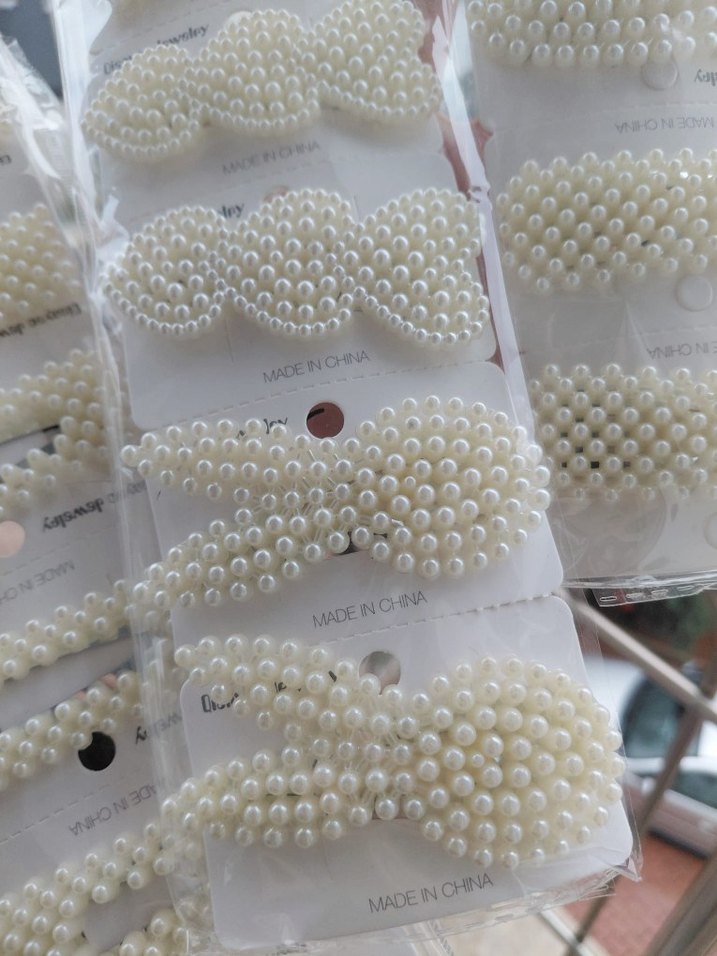 İnci Boncuklu Beyaz Kadın Saç Tokaları - Görsel 3