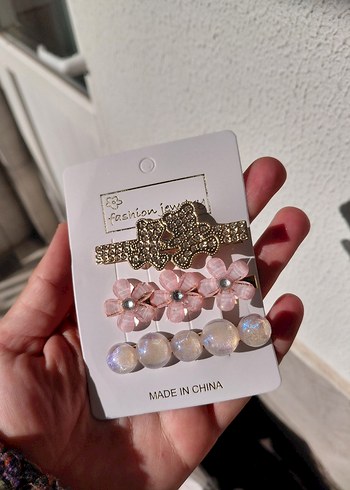 Pembe Boncuklu Bohem Saç Aksesuar Seti - Görsel 2