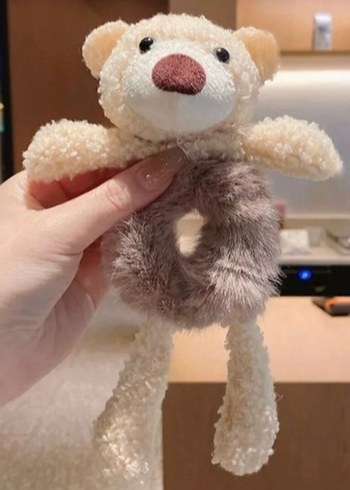 Bej Kürklü  Ayıcık Saç Aksesuarı - Görsel 2