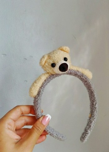 Tüylü Bej Ayıcık Detaylı Çocuk Taç - Görsel 2