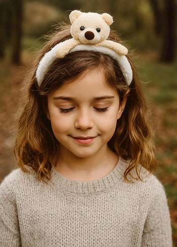 Peluş Detaylı Bej Çocuk Taç - Görsel 2