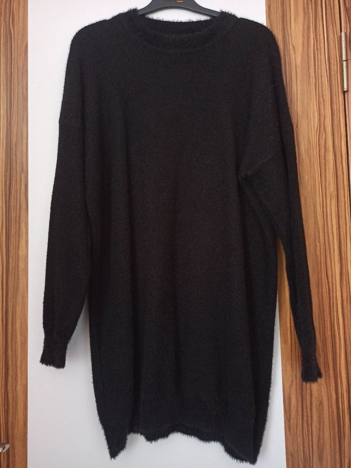 Siyah Uzun Kollu Örgü Kadın Kazak - Görsel 2