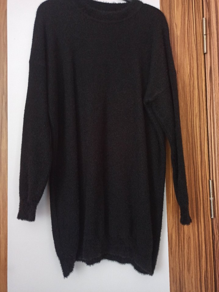 Siyah Uzun Kollu Örgü Kadın Kazak - Görsel 4