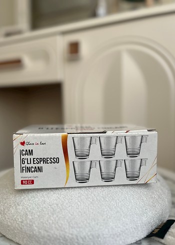 Beyaz Kutulu Cam Espresso Fincan Seti - Görsel 3