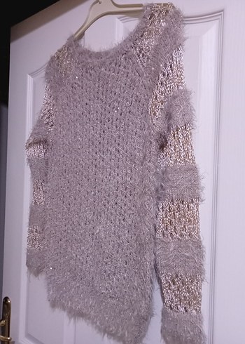 Bej Kadın Bohem Örgü Kazak - Görsel 2