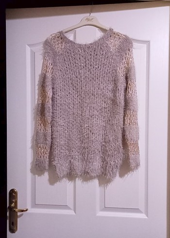 Bej Kadın Bohem Örgü Kazak - Görsel 3