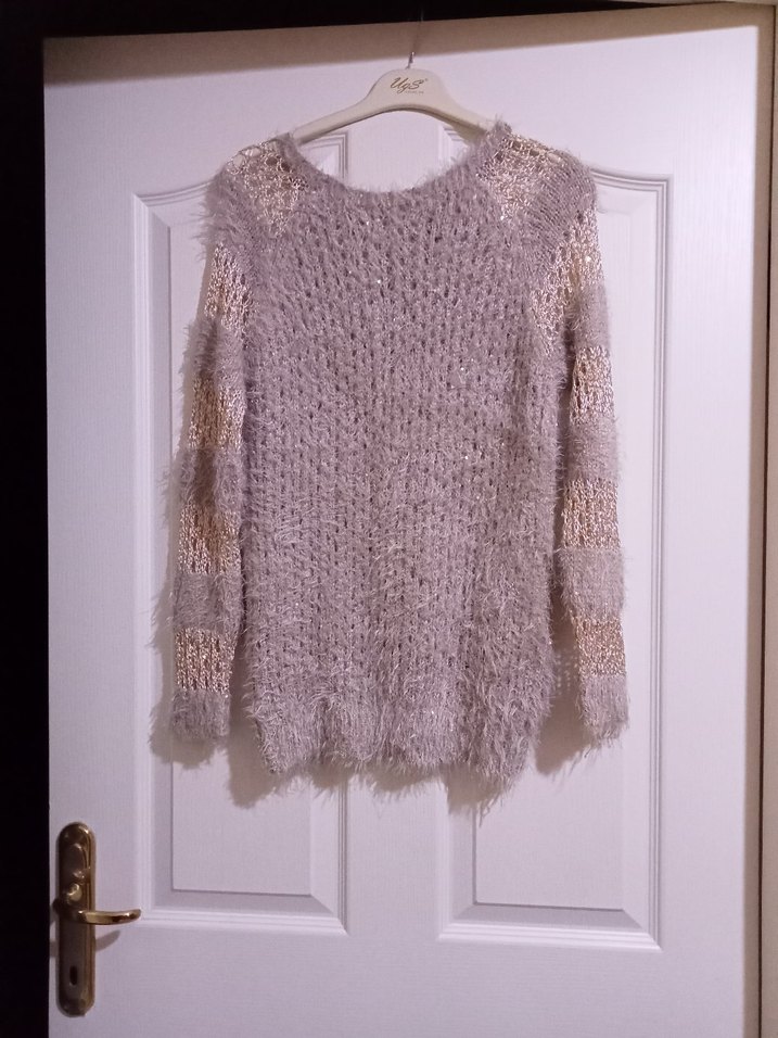 Bej Kadın Bohem Örgü Kazak - Görsel 3