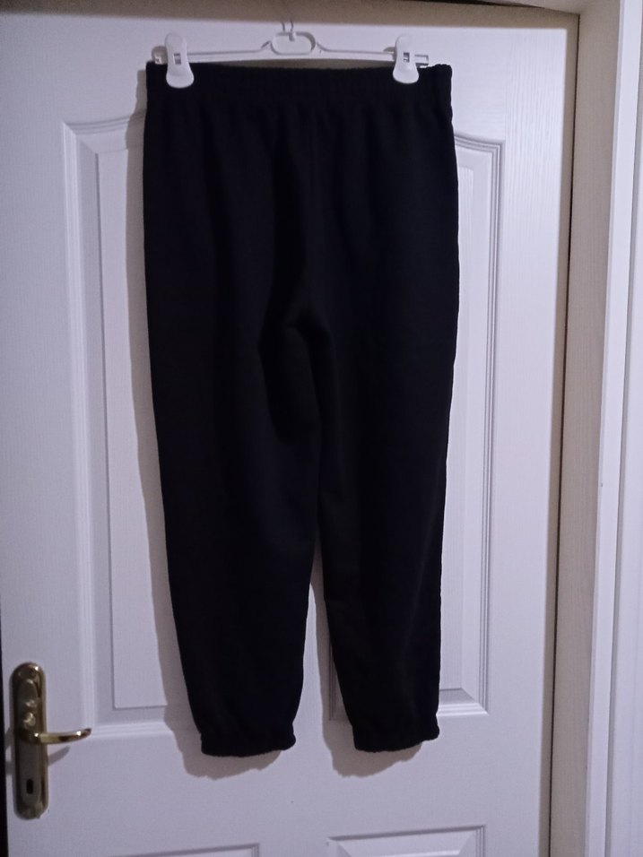 Kadın Siyah Rahat Kesim Midi Kumaş eşortman - Görsel 2