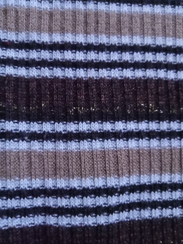 Çizgili Boğazlı Kahverengi Triko Kazak kadın - Görsel 4