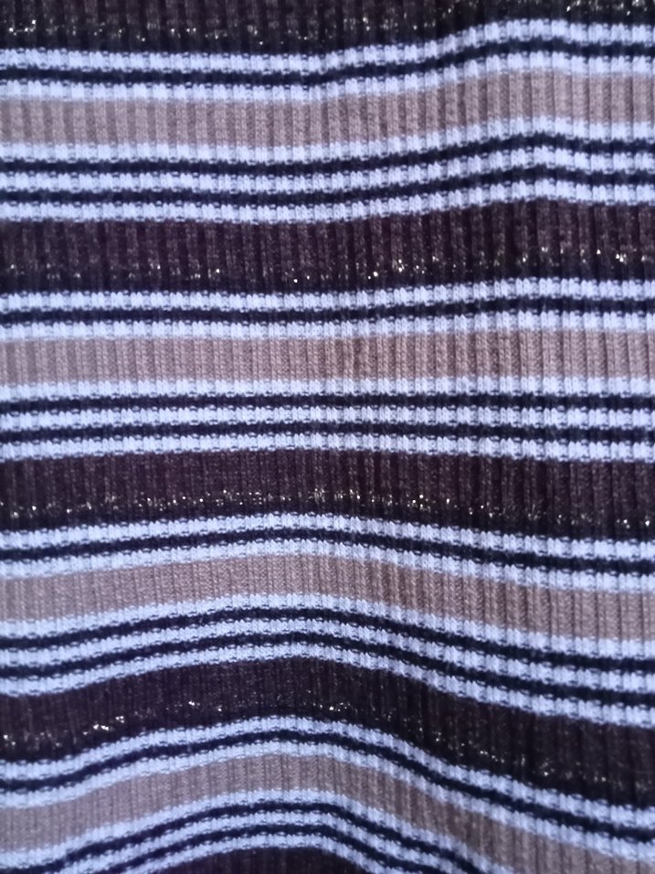 Çizgili Boğazlı Kahverengi Triko Kazak kadın - Görsel 3