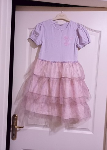 Kız Çocuk Mor Tül Katlı Elbise - Görsel 2