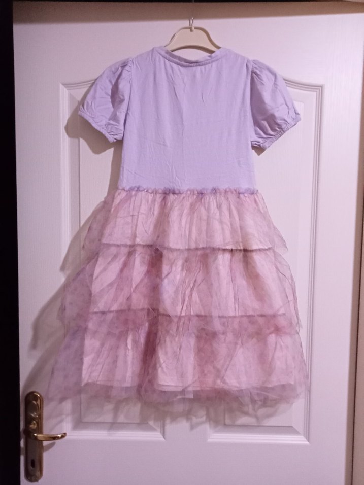 Kız Çocuk Mor Tül Katlı Elbise - Görsel 5