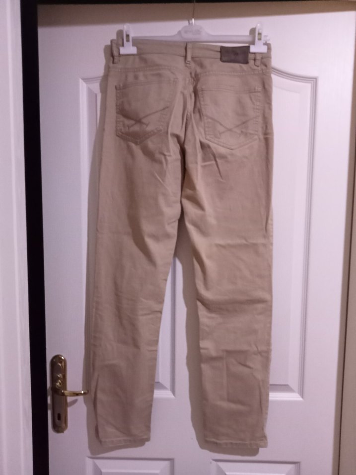 Erkek Bej Keten Rahat Kesim Pantolon - Görsel 3