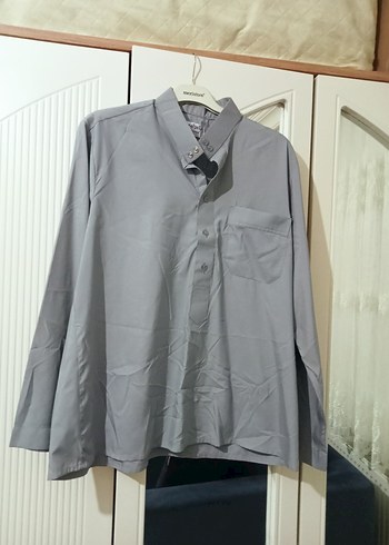 H&M Gri Uzun Kollu Klasik Gomlek