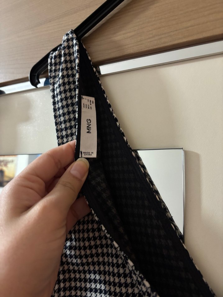 Siyah Ekose Mango Elbise - Görsel 3