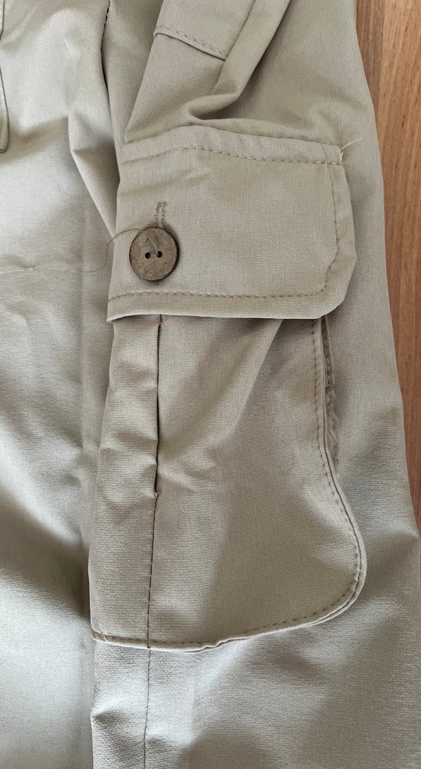 Düğmeli Bej kız çocuk kargo Kumaş Pantolon - Görsel 5