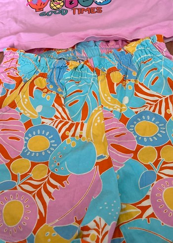 Pembe Kız Tişörtü, Kısa Kollu, Pamuklu takım - Görsel 3