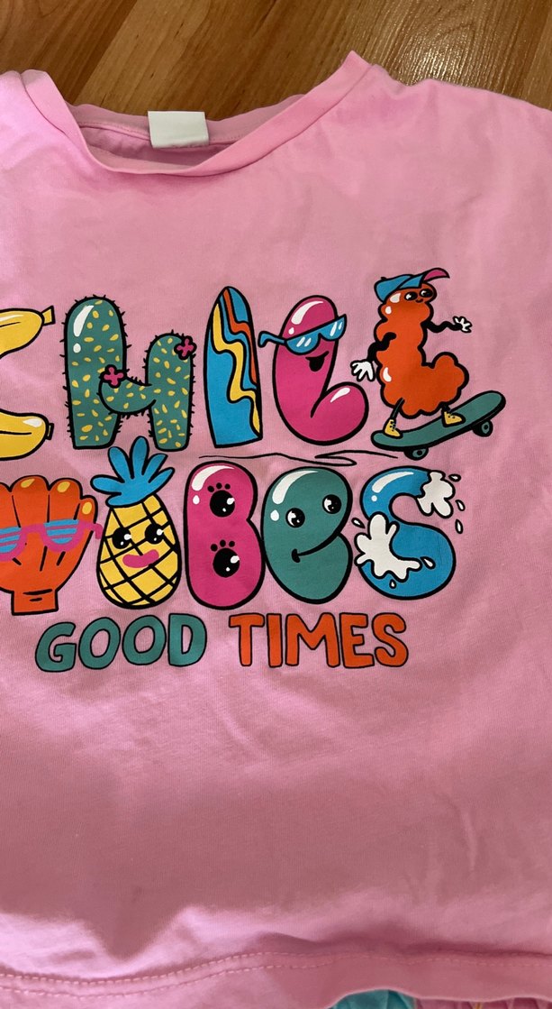 Pembe Kız Tişörtü, Kısa Kollu, Pamuklu takım - Görsel 4