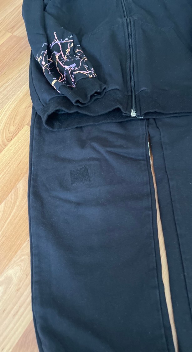 Kız Çocuk Siyah Kapüşonlu Fermuarlı eşofman takımı - Görsel 5