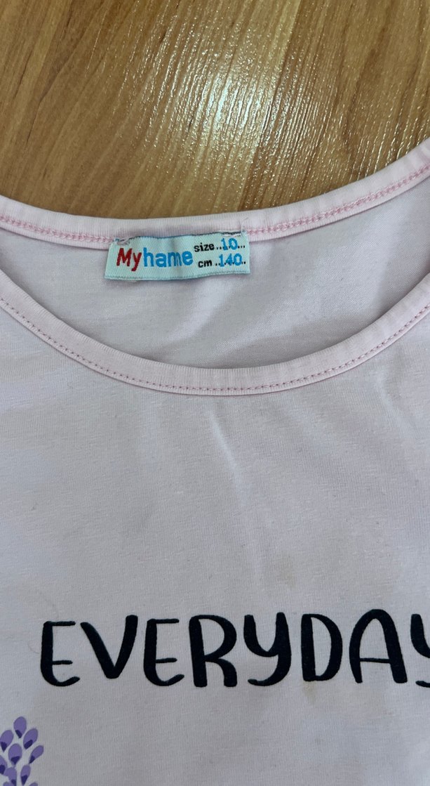 Toz pembe Baskılı Kız Tişörtü, Kısa Kollu - Görsel 4