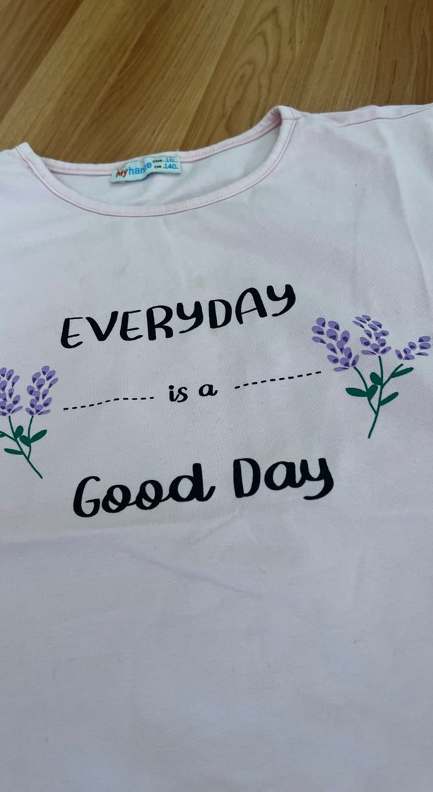 Toz pembe Baskılı Kız Tişörtü, Kısa Kollu - Görsel 3