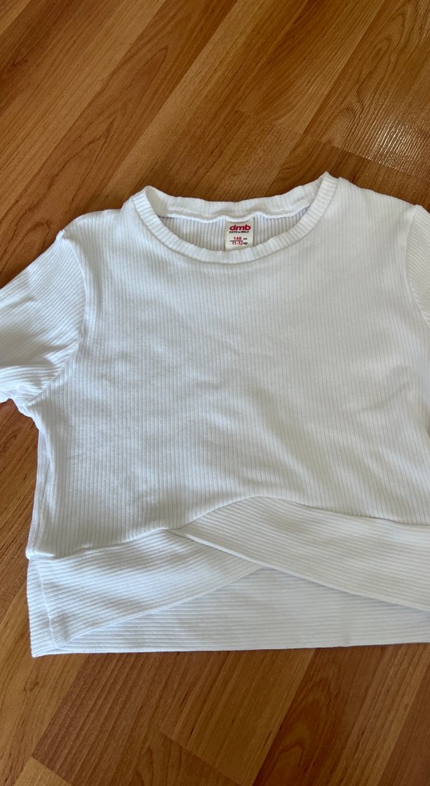 Beyaz kız Çocuk crop tişört - Görsel 2