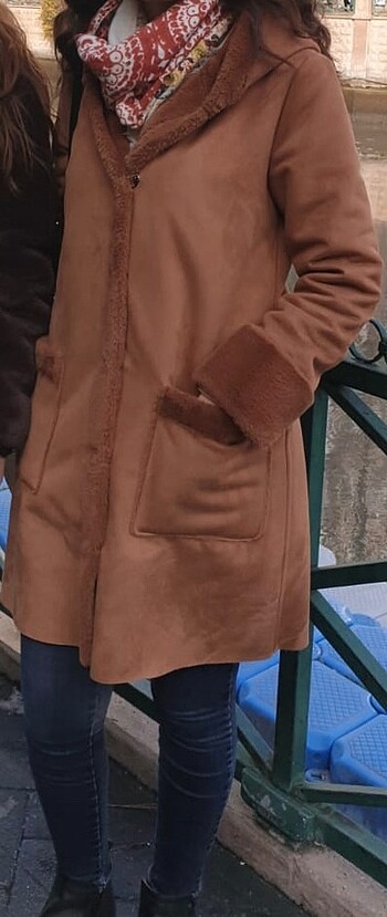 Ekol Ekol güderi taba kapüşonlu 40 beden kaban