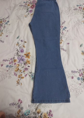 Bohem Mavi Düğmeli Bol Kesim Kadın Kot Pantolon.1 sefer giyildi - Görsel 2