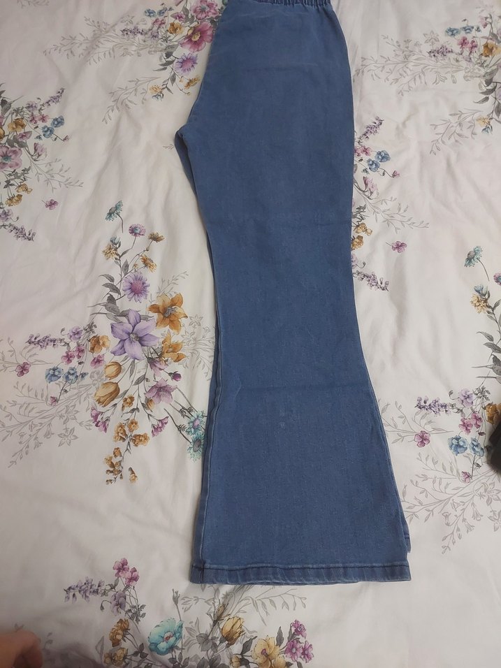 Bohem Mavi Düğmeli Bol Kesim Kadın Kot Pantolon.1 sefer giyildi - Görsel 2