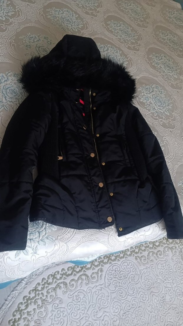 Kadın Siyah Kürklü Kış Montu - Görsel 3