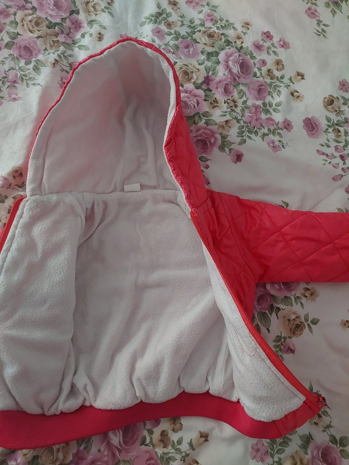 Kız Çocuk Renkli Kapüşonlu Fermuarlı Mont - Görsel 2