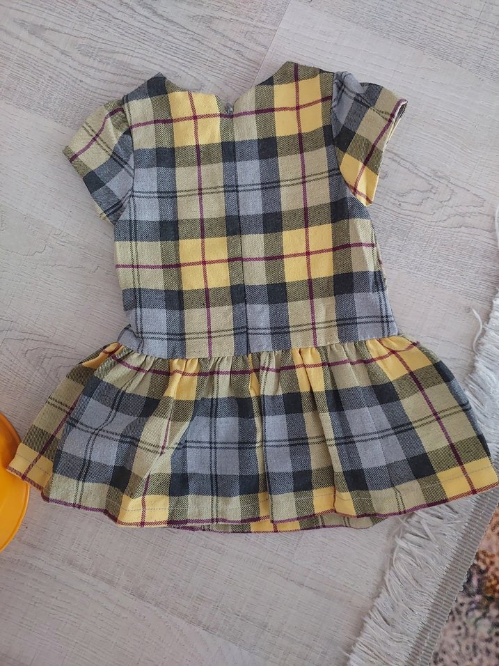 Kız Çocuk Ekose Desenli Fırfırlı Elbise - Görsel 2