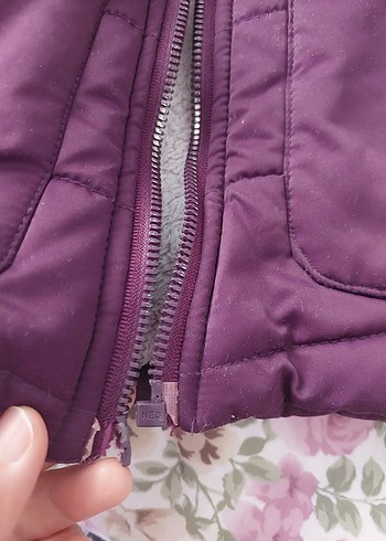 Kız Çocuk Mor Kürklü Kapüşonlu Mont - Görsel 3