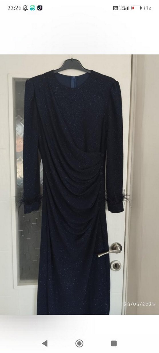 Siyah  Desenli Püsküllü Kadın abiye - Görsel 3