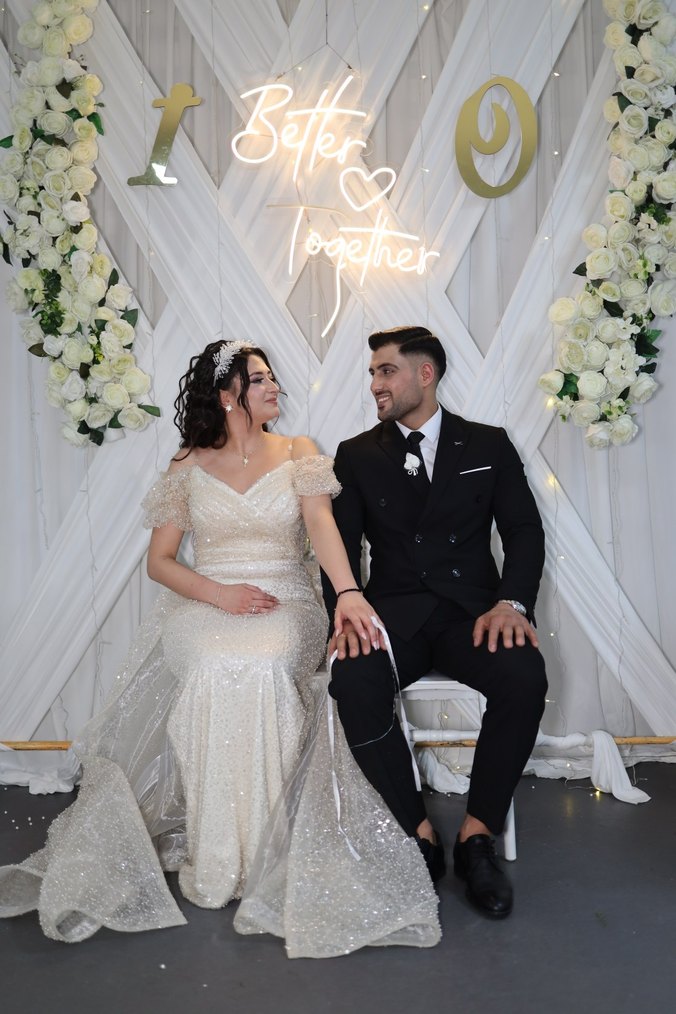 Boncuk İşlemeli Straplez Midi Nişanlık ,Söz,Nikah - Görsel 2