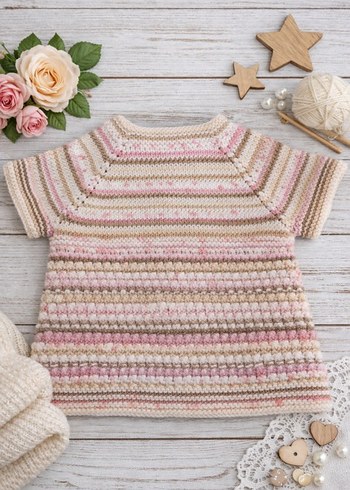 Kız Çocuk Bohem Kısa Kollu Örgü Hırka - Görsel 2