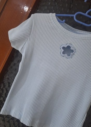 Kız Çocuk mavi Baskılı Kısa Kollu Tişört - Görsel 2