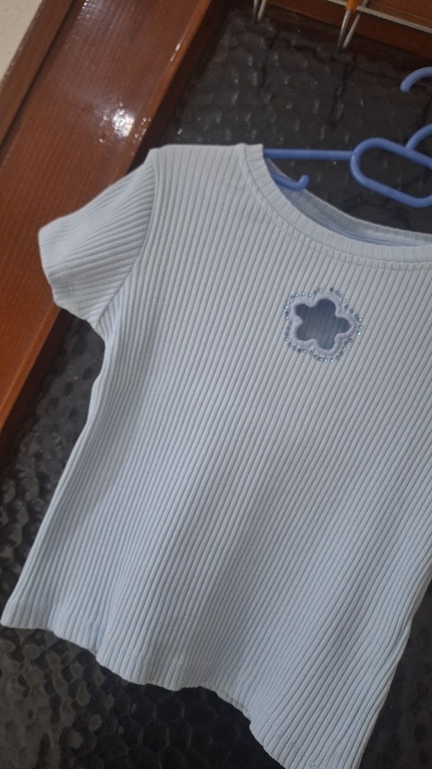 Kız Çocuk mavi Baskılı Kısa Kollu Tişört - Görsel 2