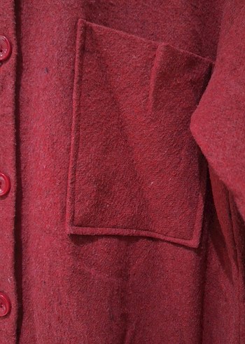 Bordo Düğmeli Uzun Kollu Kadın Gömlek - Görsel 2