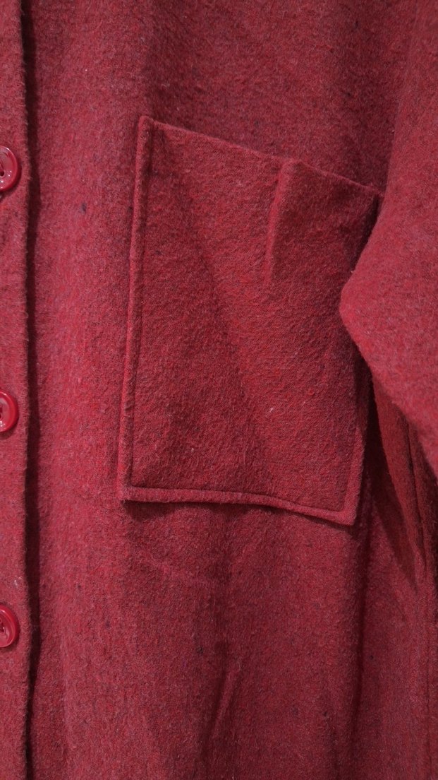 Bordo Düğmeli Uzun Kollu Kadın Gömlek - Görsel 2