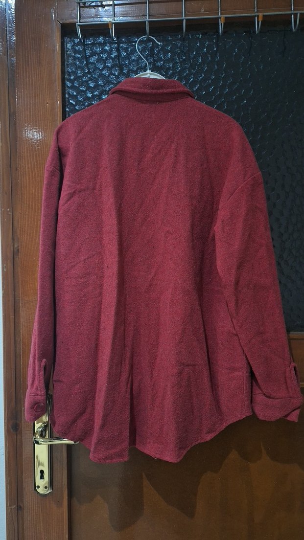 Bordo Düğmeli Uzun Kollu Kadın Gömlek - Görsel 4