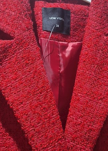 Kadın Parlak Kırmızı Blazer Ceket - Görsel 4