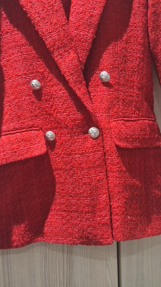 Kadın Parlak Kırmızı Blazer Ceket - Görsel 2