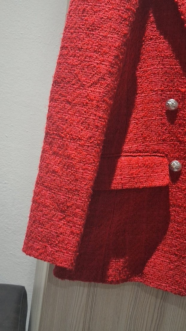 Kadın Parlak Kırmızı Blazer Ceket - Görsel 3