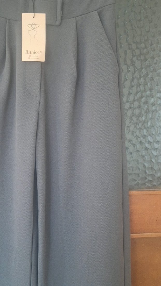 Kadın Likralı Cırt Kapama antarsit Palazzo Pantolon - Görsel 3