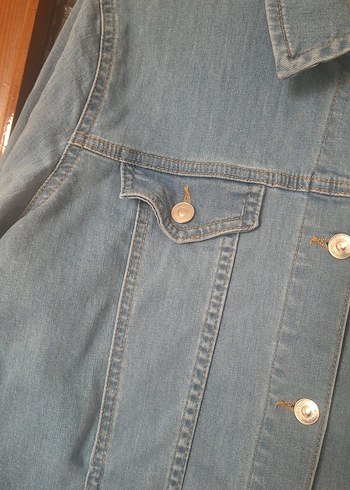 Mavi Düğmeli Kadın Jean Ceket - Görsel 4