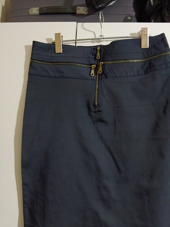 Lacivert Denim Midi Kalem Etek - Görsel 2